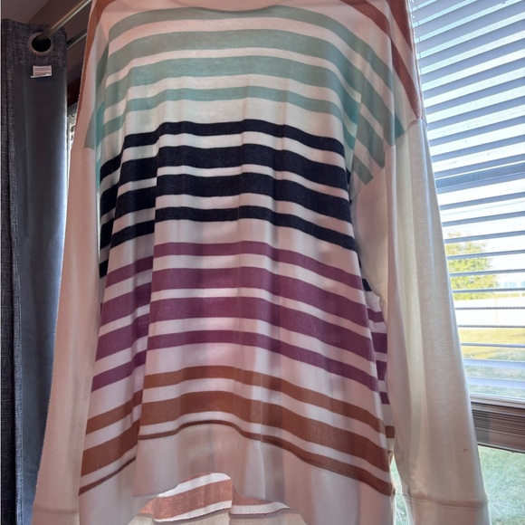 Sonoma Blue and Cream Striped Sweater - Picture 1 of 3